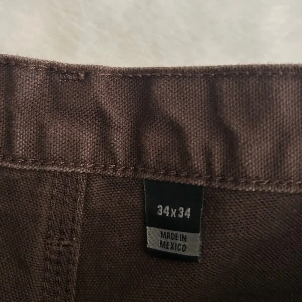 Vintage Carhartt Double-Knee Canvas Carpenter Work Pants Brown 34x33
